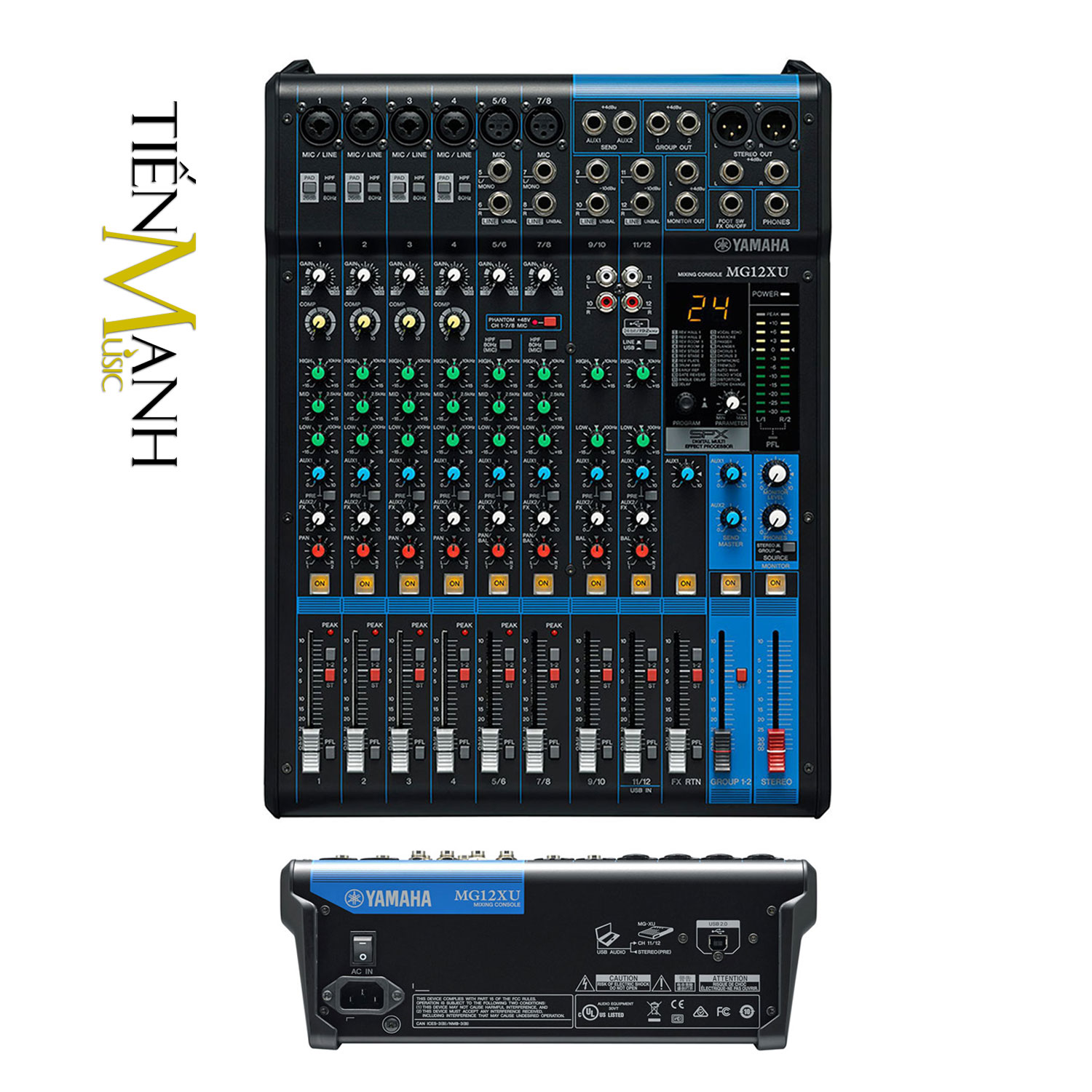 Bàn Trộn Yamaha MG12XU - Mixer Mini 12 Input Compact Stereo Mixing Console Phòng Thu Studio Mix MG12 Hàng Chính Hãng - Kèm Móng Gẩy DreamMaker