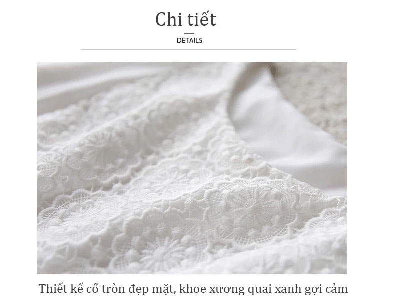 Váy trắng nữ tính khí ngọt ngào váy ren voan dài mã 7075