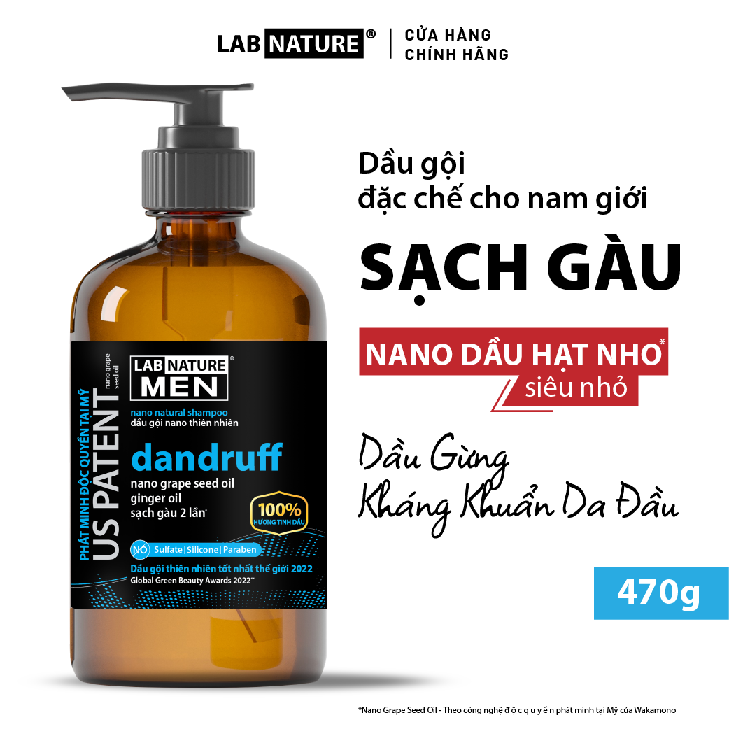 Dầu gội Lab Nature Men Dandruff 470g - Công nghệ Nano Sạch Gàu 2 Lần