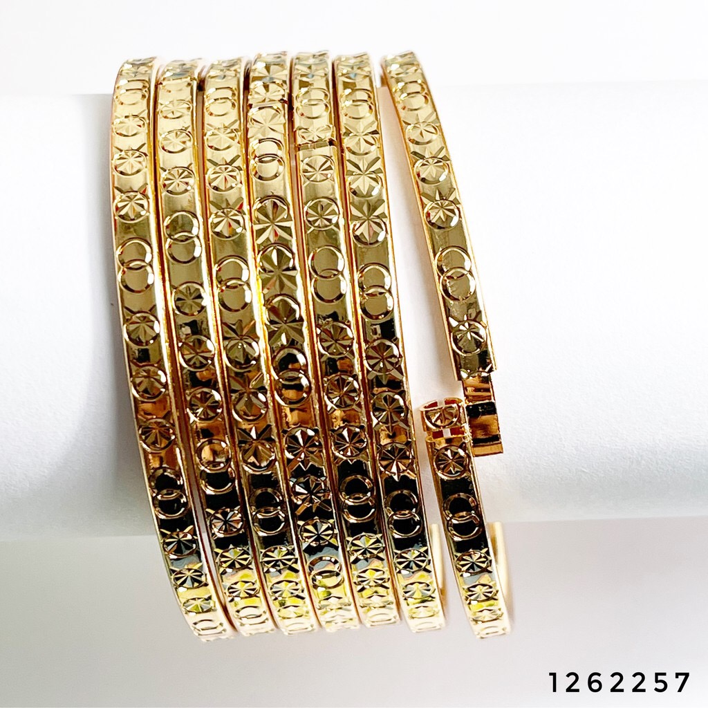 Vòng ximen chạm bộ 7 chiếc mạ 18k khóa lưỡi gà cao cấp