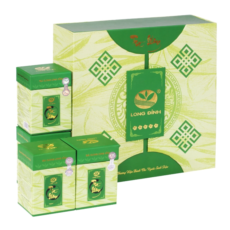 Bộ trà Ô long Năm Bông Mai xanh Long Đỉnh