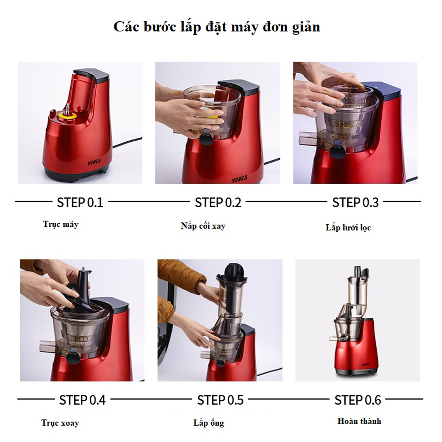 Máy Ép Chậm Hoa Quả Slow Juicer Cổ Rộng VEYES - Hàng Chính Hãng