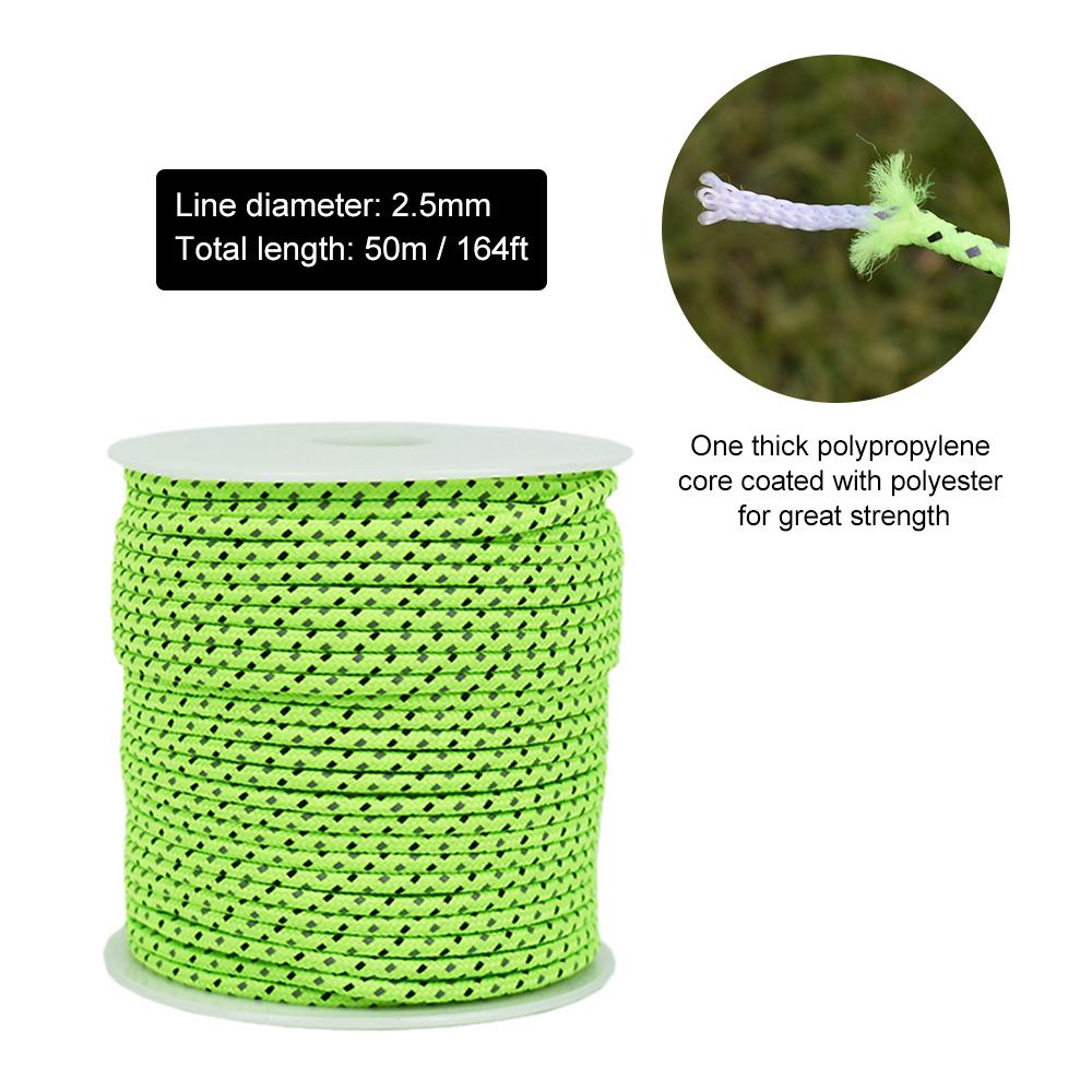 50m Dây Paracord phản quang, buộc bánh răng ngoài trời 1 dùng cho việc dựng lều, túi treo đồ, chèo thuyền, dây sinh tồn, v.v.