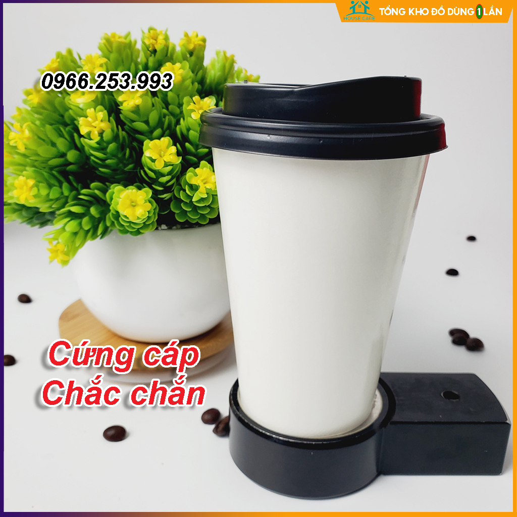 50 cốc giấy CÓ NẮP 360ml size 12OZ cao cấp