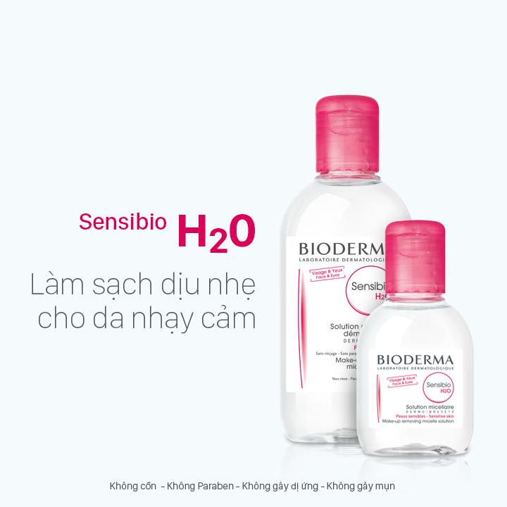 Nước Tẩy Trang Cho Da Nhạy Cảm BIODERMA Sensibio H2O 100ml + Tặng 1 gói sữa rửa mặt thải độc Super Vegitoks Cleanser 3ml