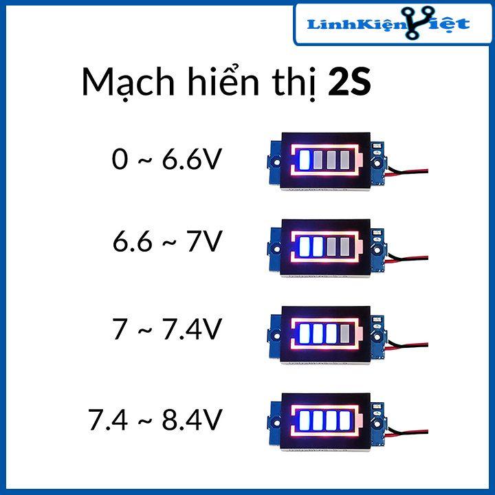 Mạch hiển thị mức năng lượng pin 1S / 2S / 3S / 4S đo dung lượng pin, acquy