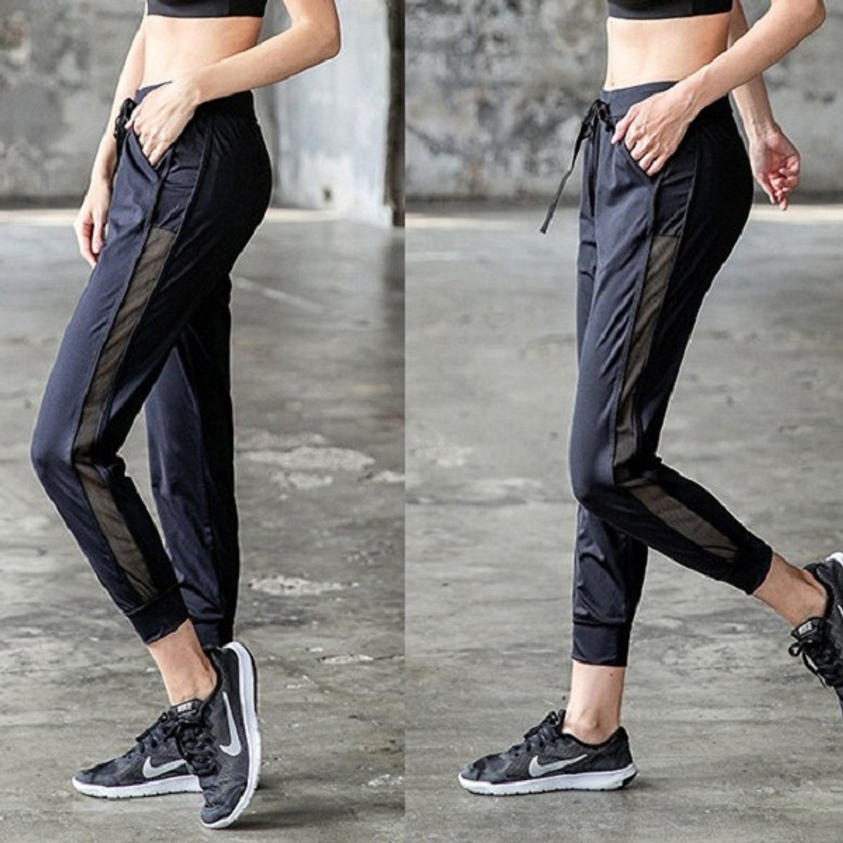 Quần Jogger Thể Thao Nữ Phối Lưới Sườn