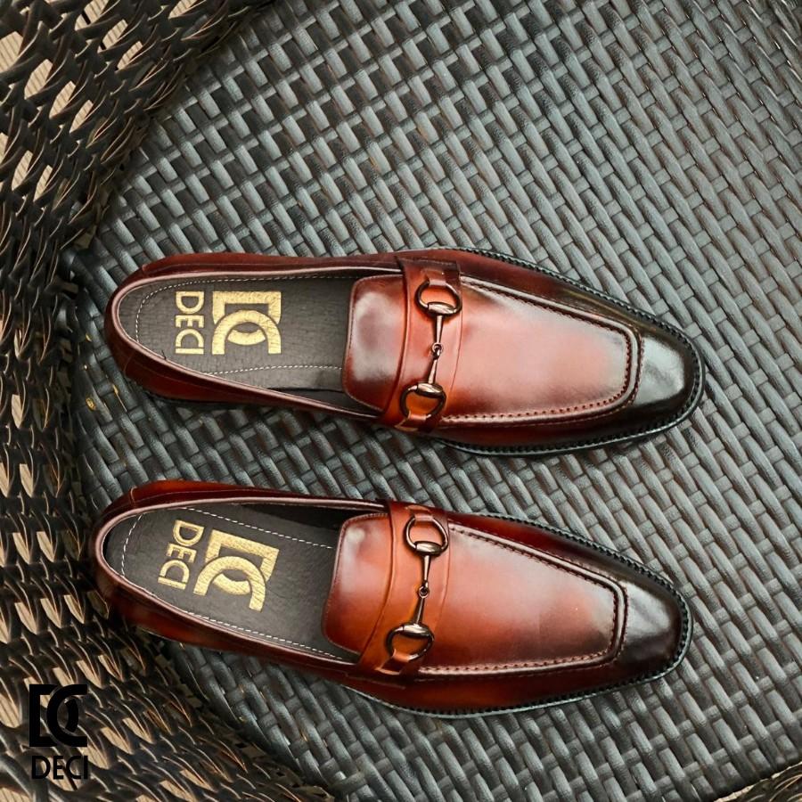 Giày da nam công sở DECI Loafer màu nâu Brogue_08