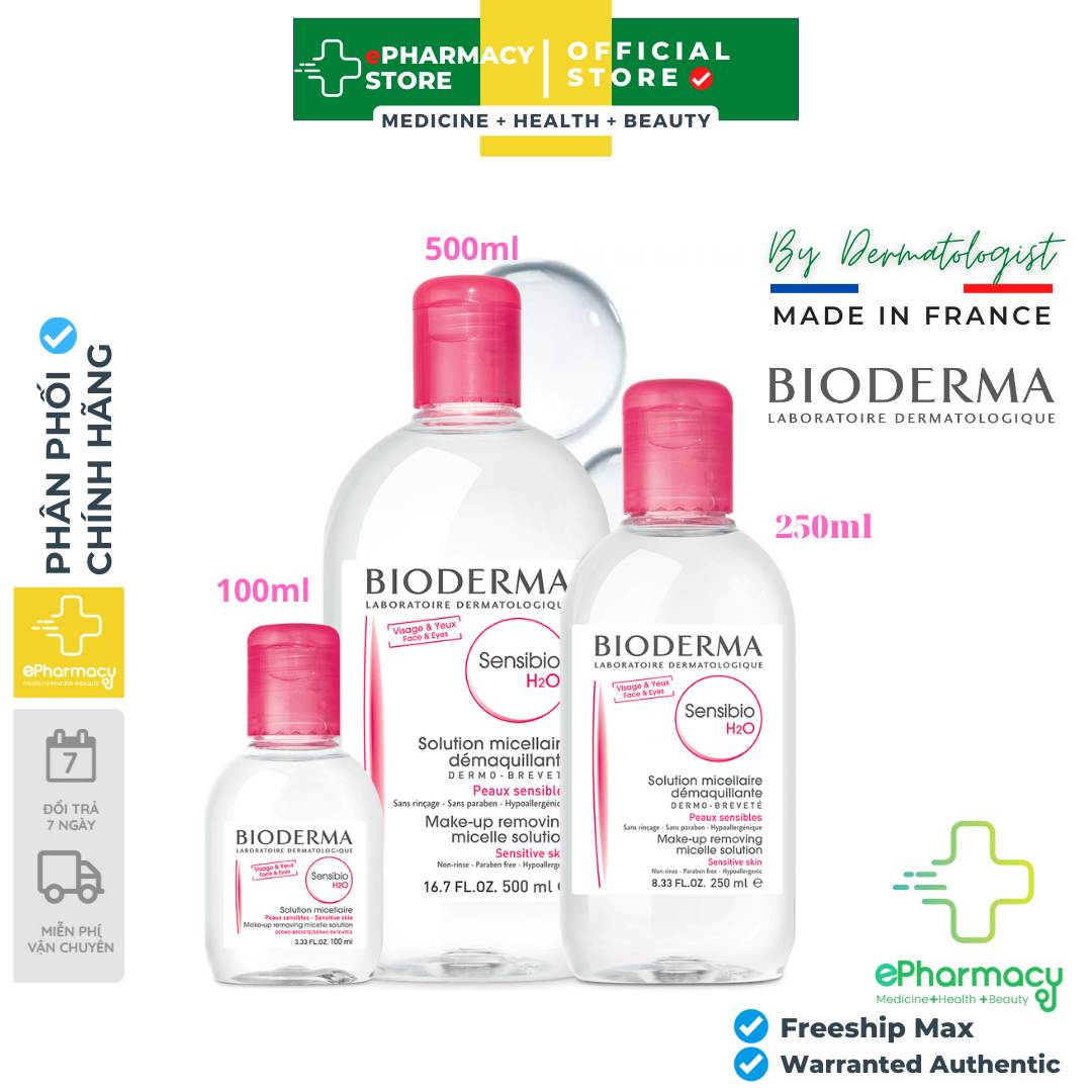 Nước tẩy trang Bioderma Hồng cho da nhạy cảm - Bioderma Sensibio H2O CHÍNH HÃNG