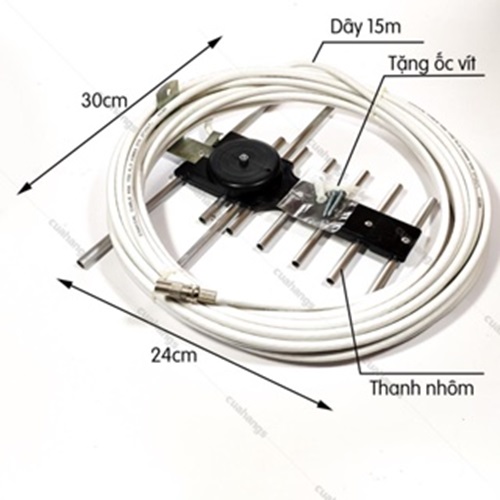 Anten thông minh thu sóng DVB T2 + 15m dây cáp + Jack nối (Hàng chính hãng)