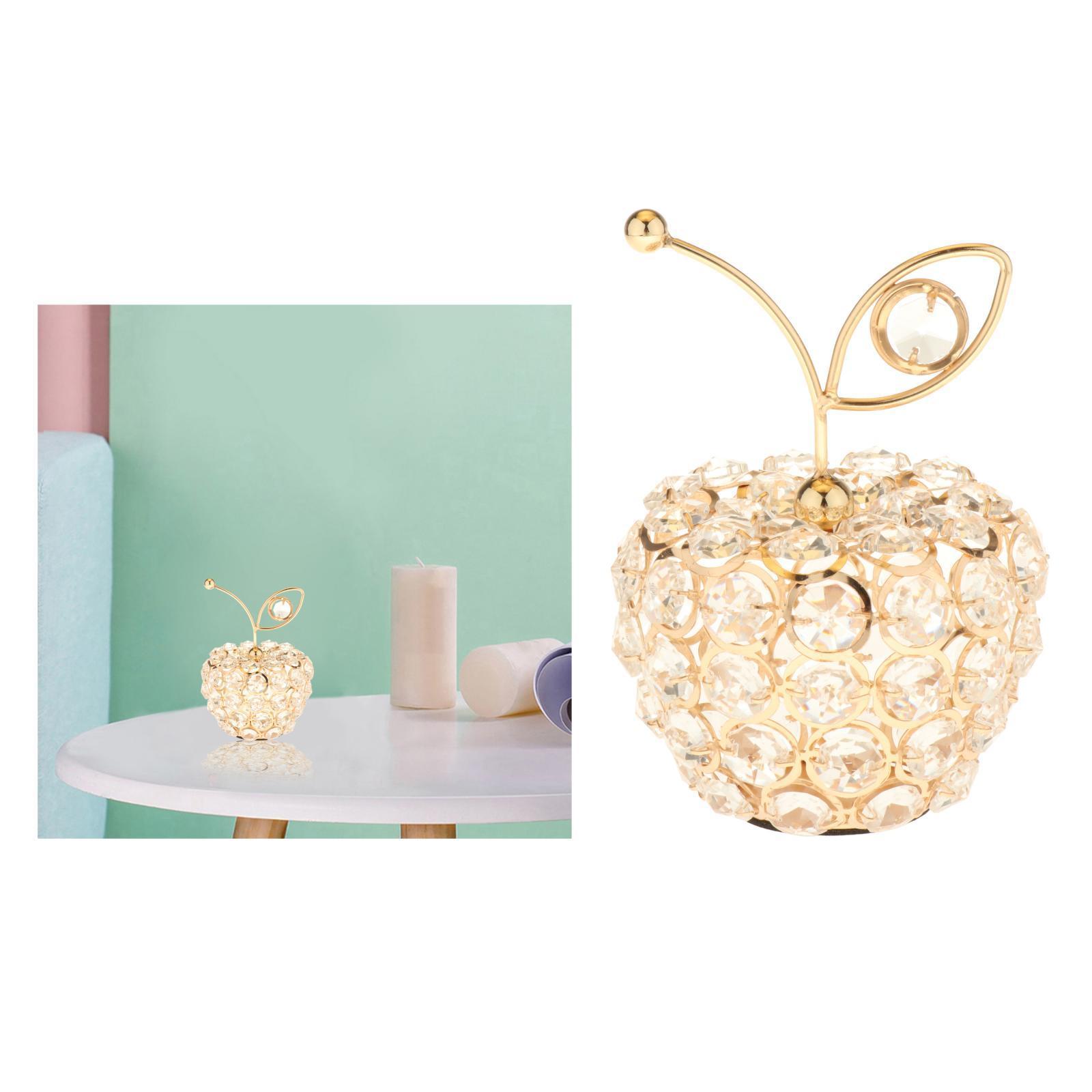 2X Crystal Rhinestone Fruit Ornament Home Wedding Desktop Decor Gift Apple