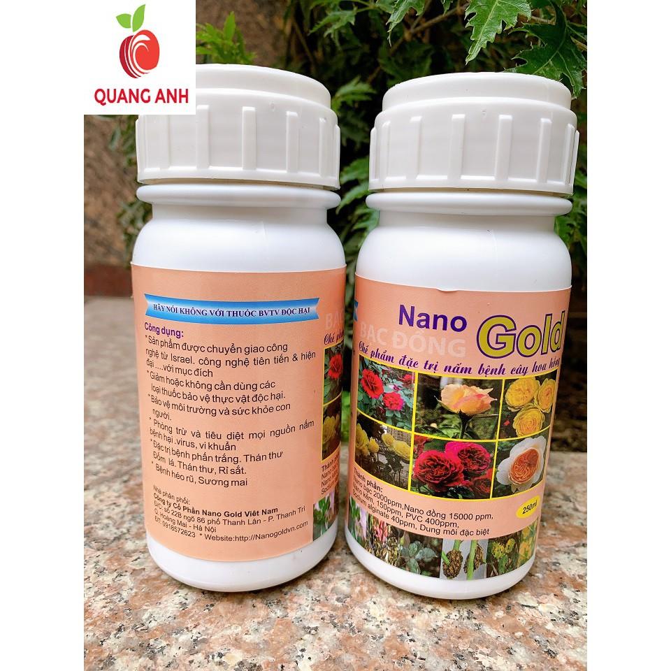 Combo 2 chai Chế phẩm Nano gold Bạc Đồng đặc trị nấm bệnh cho cây hoa hồng 250ml