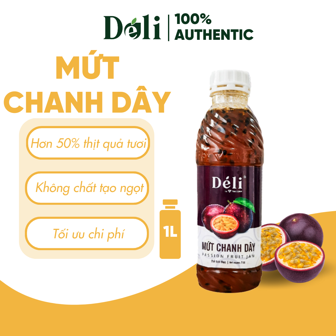 Mứt chanh dây pha chế Déli - chai 1L