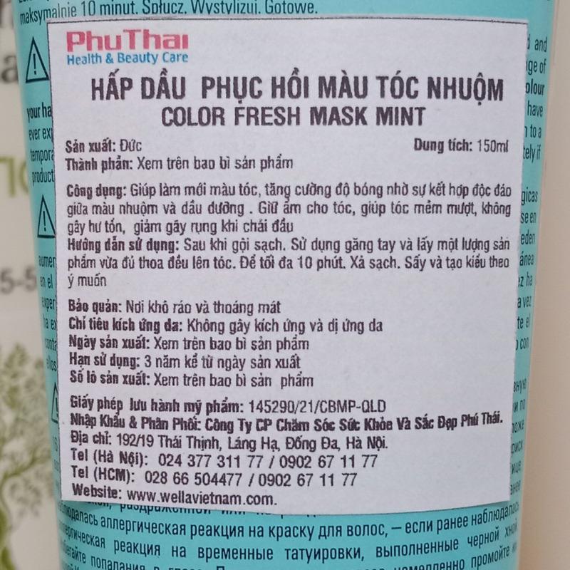 [+Tặng mũ trùm] Dầu Hấp màu Wella Color Fresh Mask Phục Hồi Màu Tóc Nhuộm và Tăng Cường Màu Sắc Dưỡng Tóc Mềm Mượt 150ml