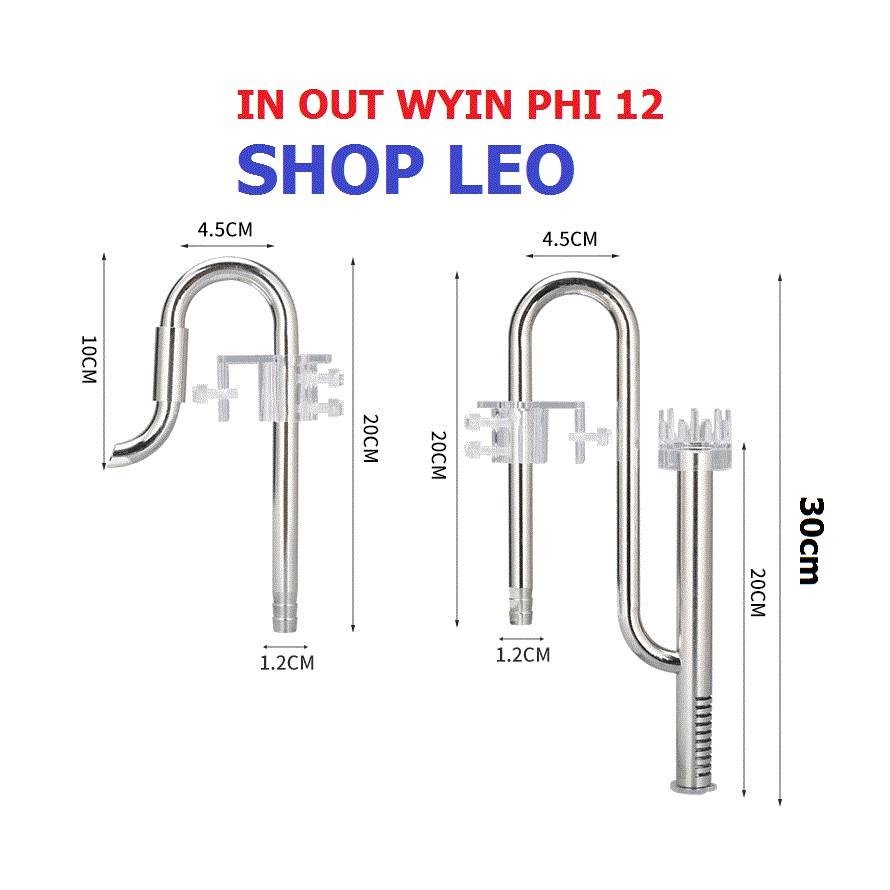 in out phi 12 lọc váng "XOAY (chín.h hã.ng) - bộ INOUT inox cho hồ cá cảnh - phụ kiện thủy sinh - shopleo