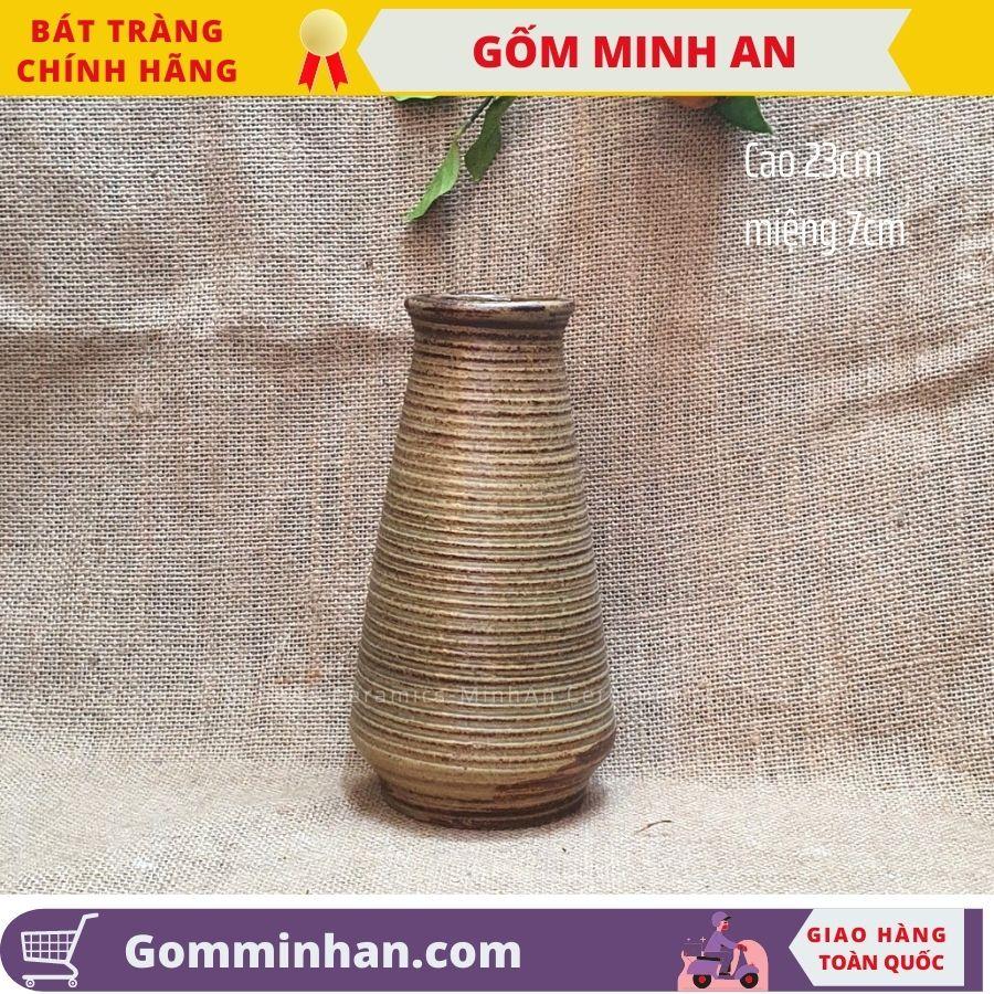 Bình Hoa Lọ Hoa Men Mộc Dáng Nhỏ Cao- Gốm Sứ Bát Tràng- Gốm Minh An