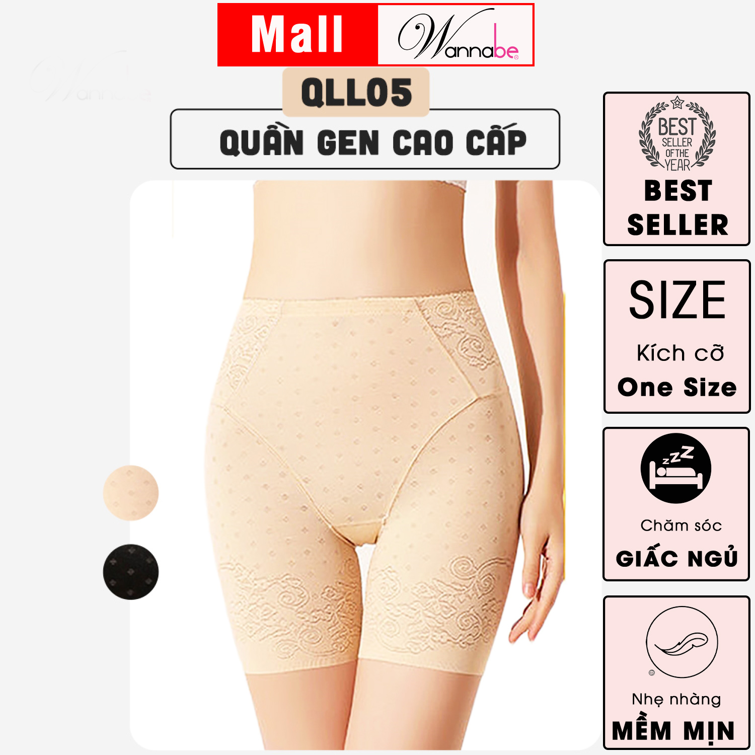 Quần lót gen nữ cao cấp Wannabe QLL05 giúp định hình vòng bụng tái tạo đường cong tạo sự tự tin quyến rũ