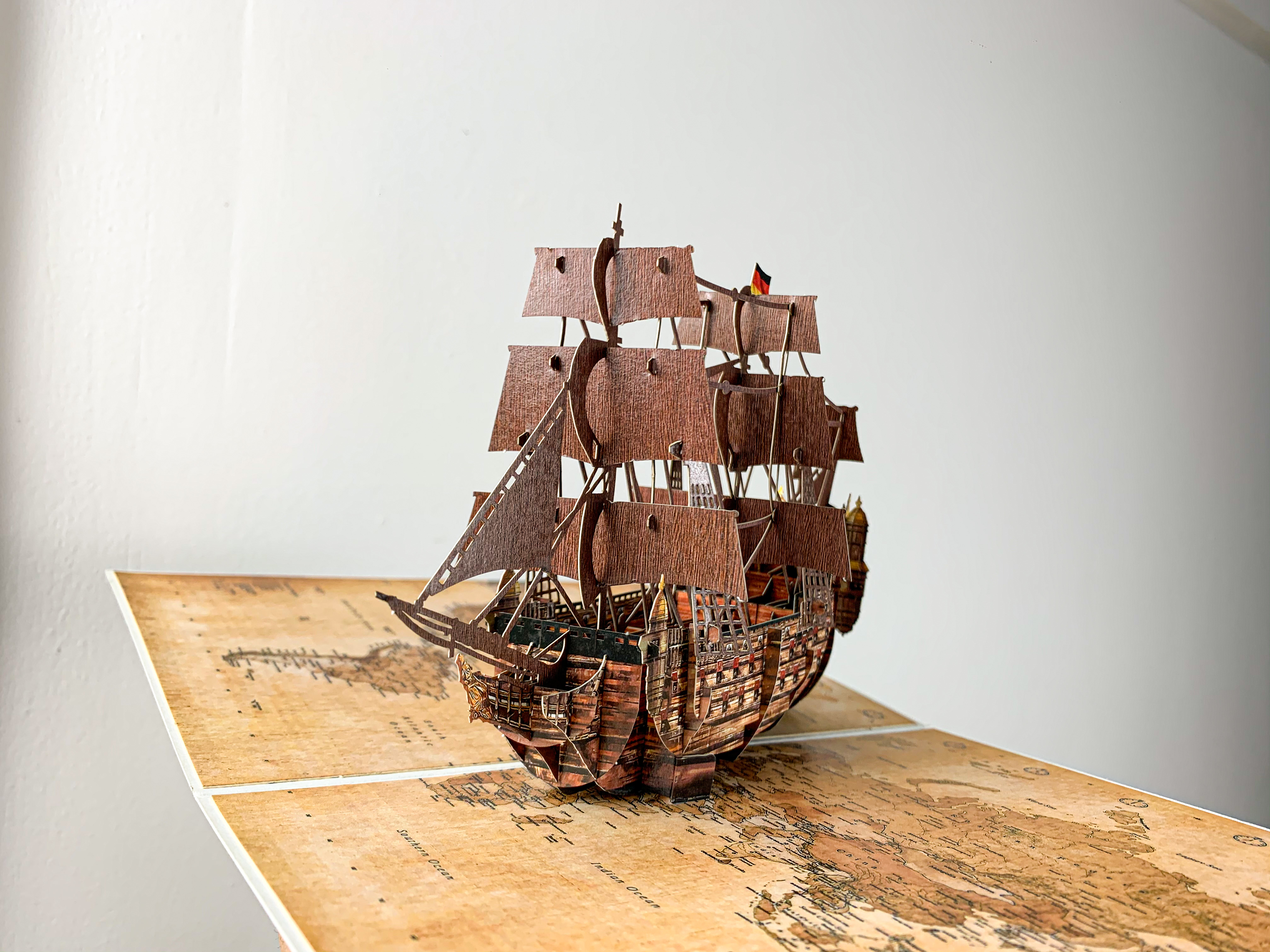 S08 -  Thiệp 3D Thuyền Cổ – Vintage Ship Pop Up Card Viethands Giftshop