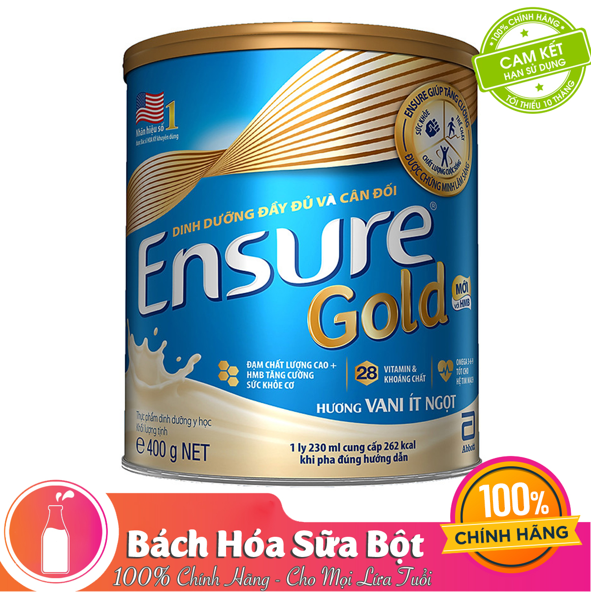 Sữa Bột Ensure Vani Ít Ngọt 400g