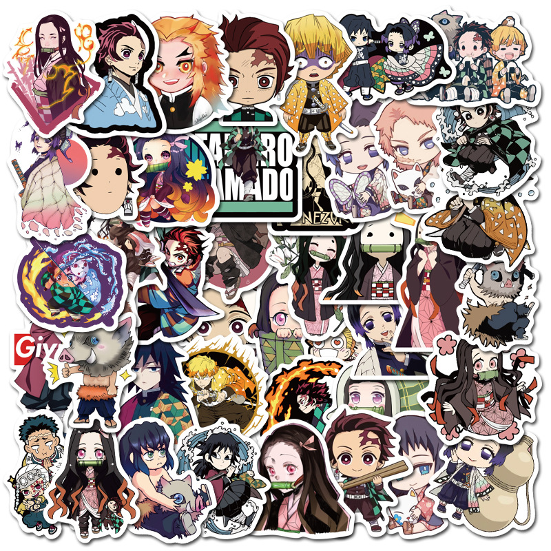 Sticker 50 miếng hình dán Thanh Gươm Diệt Quỷ SetD