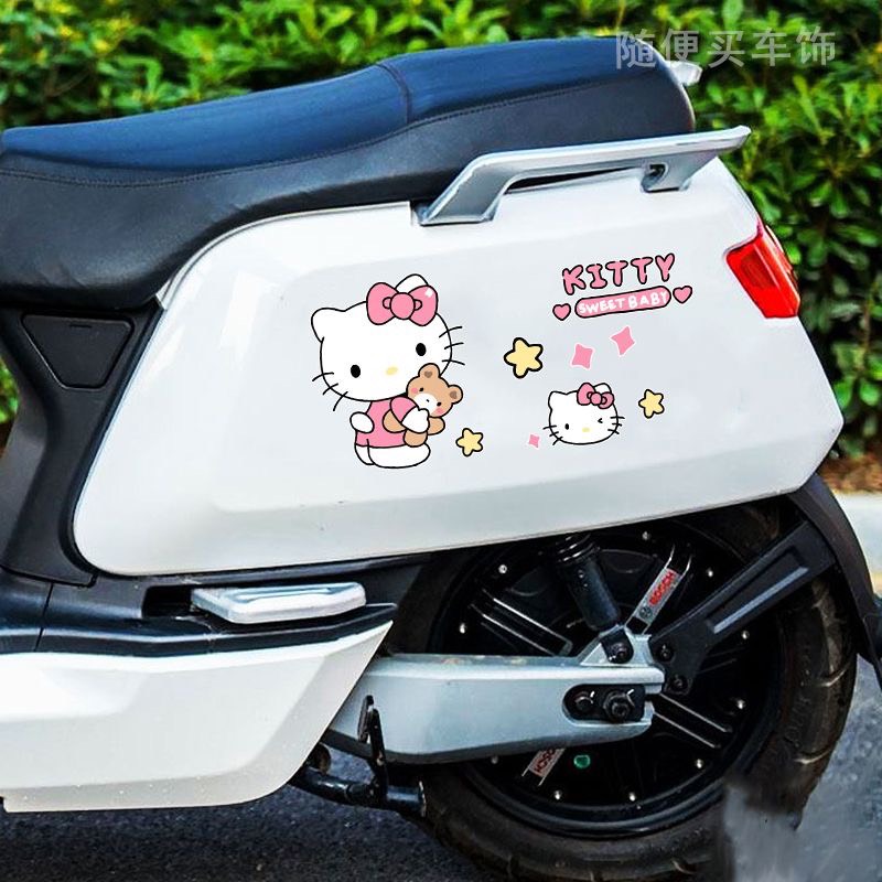 Miếng dán Decal trang trí xe Ô Tô xe hơi, Xe Máy chống thấm nước, hình Hello Kitty CUTE