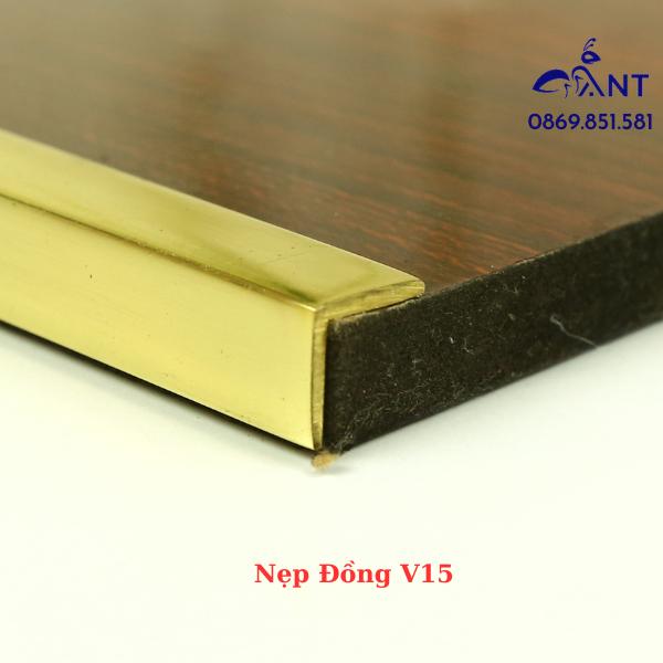 Nẹp Đồng V15, Nẹp đồng V, Nẹp đồng chống trơn, Nẹp ốp vách, nẹp ốp cầu thang, giá 1m