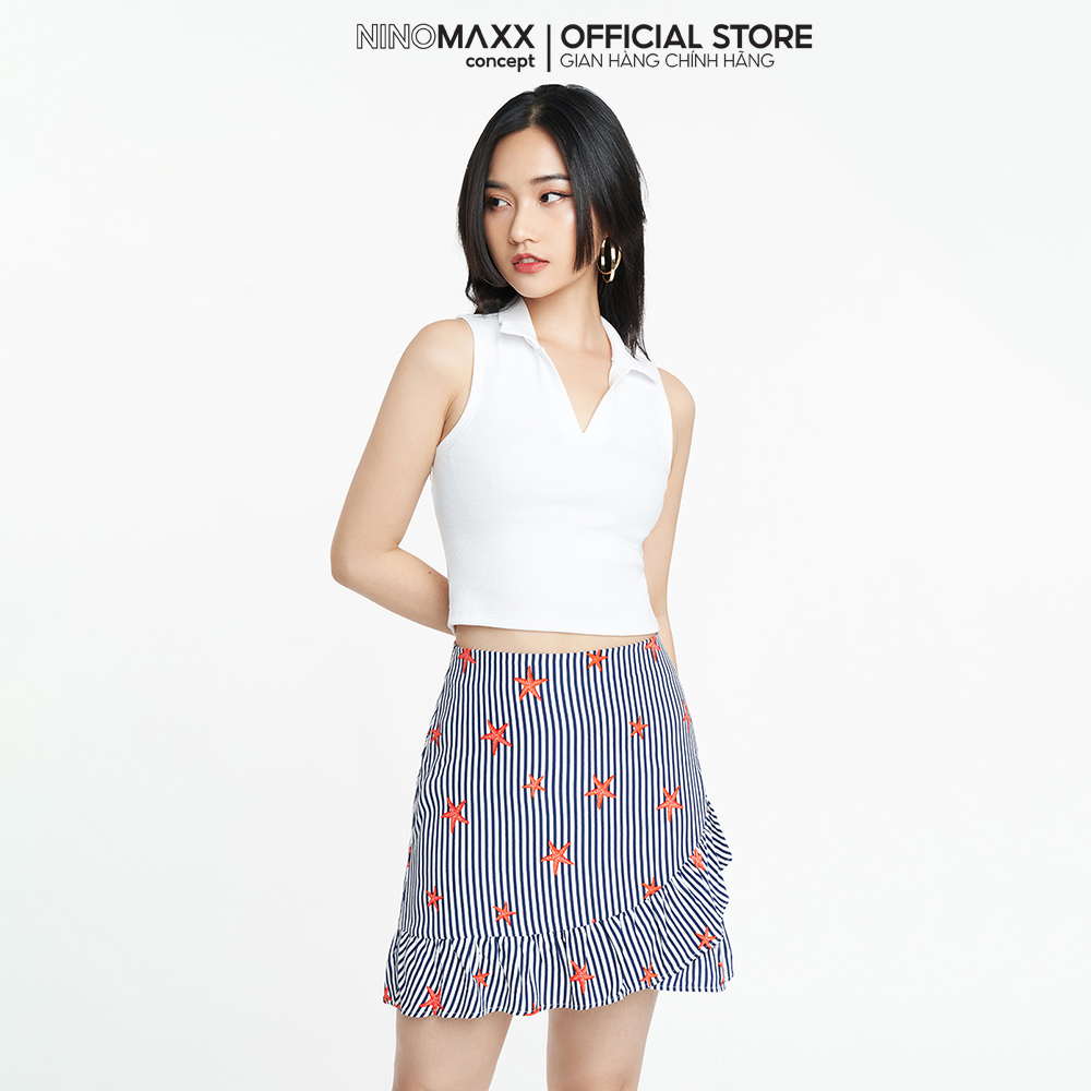 SWEET SIXTEEN Áo croptop Nữ cổ sơ mi cotton Rib 2206008