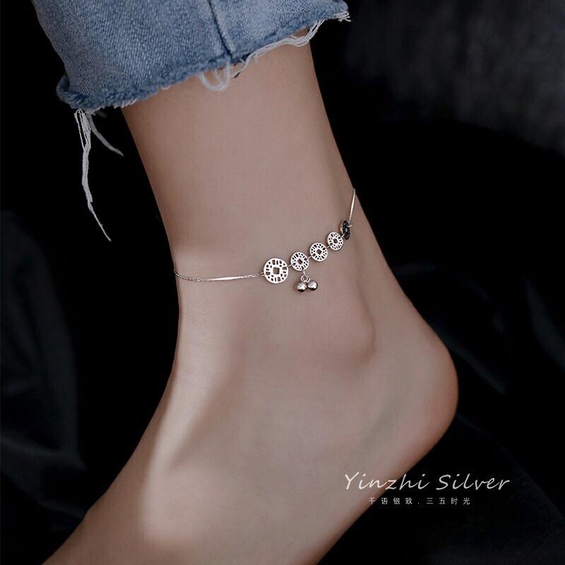 Lắc chân bạc charm tròn
