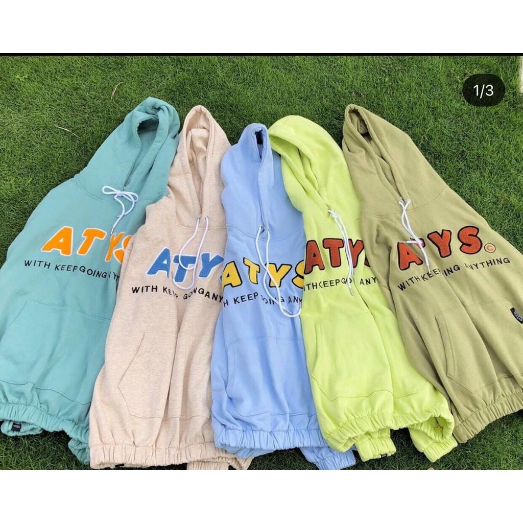 Hình ảnh Áo khoác nữ in chữ ATYS chất nỉ bông trần 2 lớp form hoodie unisex nam nữ phong cách ulzzang Hàn Quốc