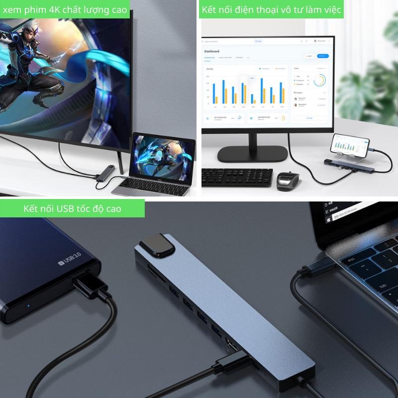 Bộ HUB Type-C, Cổng Chuyển Sang HDMI,USB 3.0,PD Cho Điện Thoại, Laptop,Bộ HUB chuyển đổi