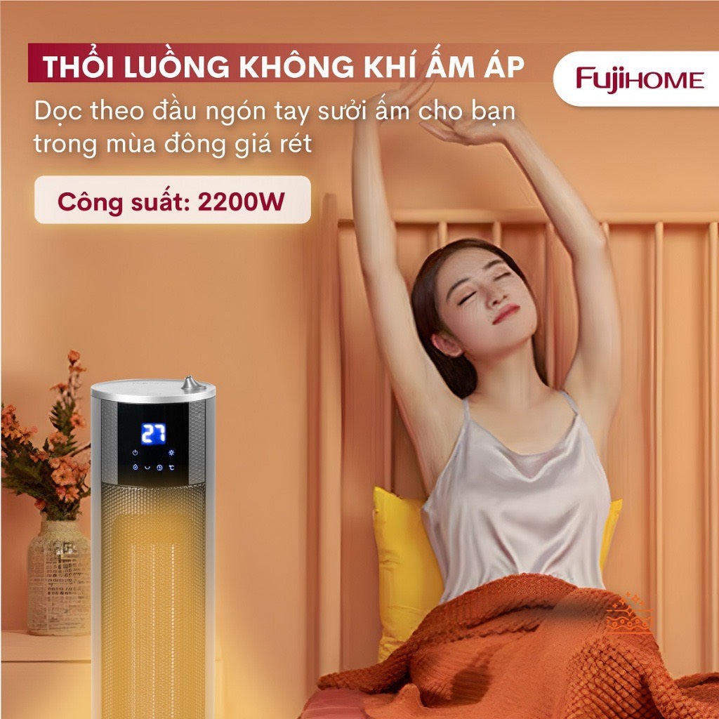 [Nhập CECAMP30KD1 giảm 30K] Máy sưởi gốm không khô da phun sương tạo ẩm Nhật Bản nhập khẩu FUJIHOME không đốt oxi tự ngắt tiết kiệm điện - hàng chính hãng