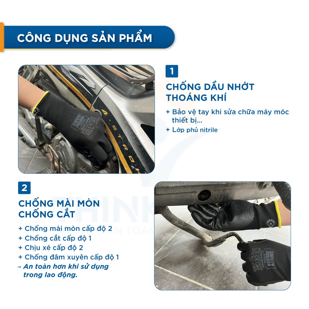 Găng tay chống dầu Safety Jogger Superpro găng tay đa năng, ôm tay thoáng khí, chống trơn trượt