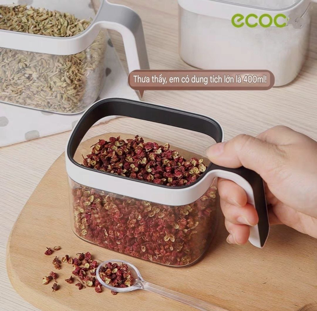 ✅ hàng cao cấp -  Bộ đựng gia vị 3 ngăn và bộ đựng gia vị 2 ngăn - hộp đựng gia vị thông minh kèm thìa bằng nhựa ABS gọn gàng tiện lợi - gắn tường không cần khoan đục