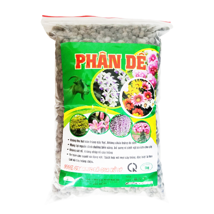 Phân dê đã qua xử lý chuyên dùng cho hoa lan, bonsai, rau ăn lá - túi 1kg