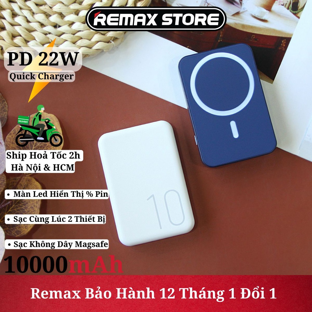 Sạc dự phòng không dây từ tính Remax RPP-65 10000mAh - Hàng chính hãng