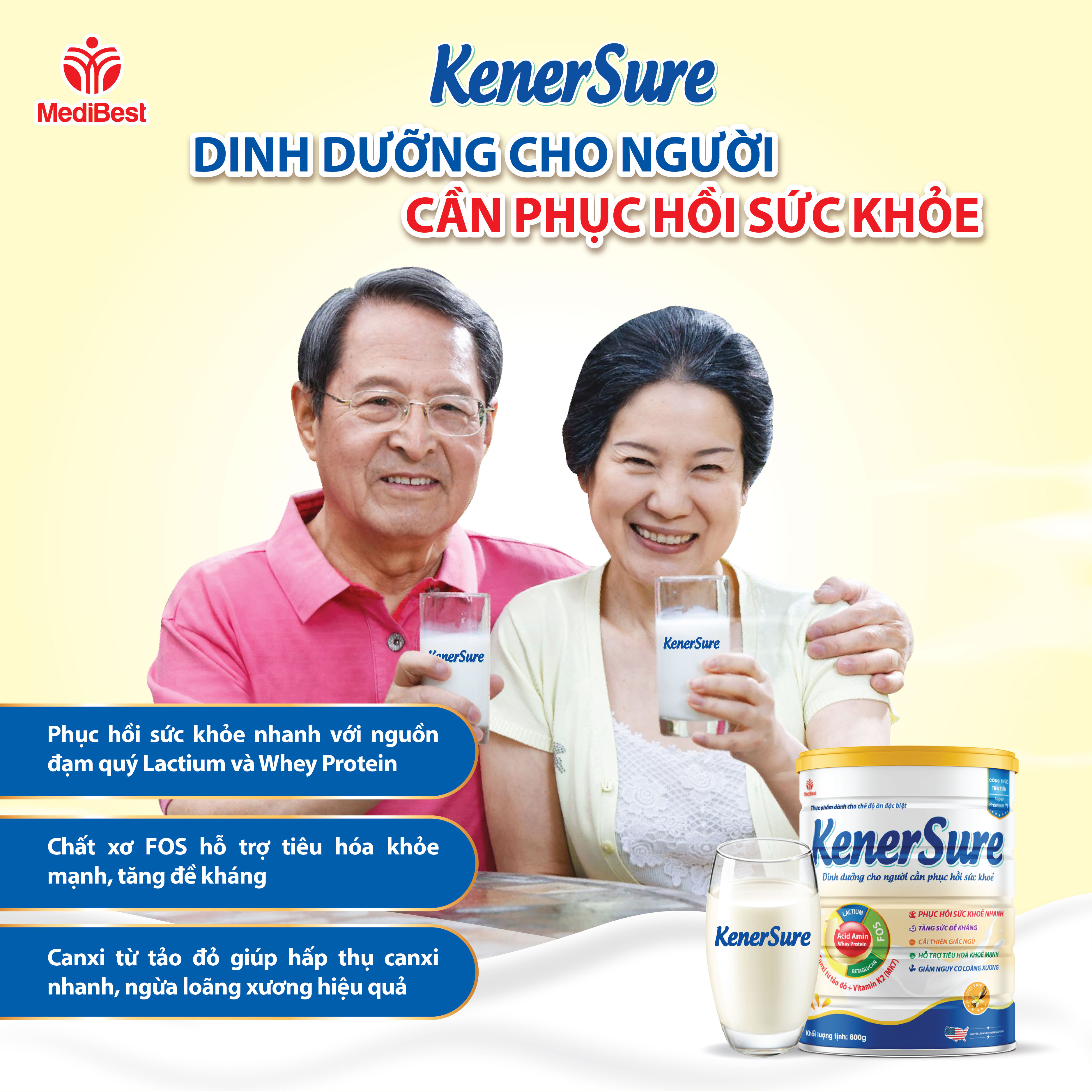 Sữa bột Kener Sure - Dinh dưỡng cho người cần phục hồi sức khỏe