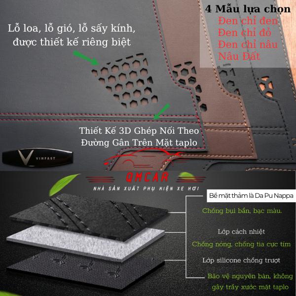 Thảm Taplo Da Pu Nappa 3D Vinfast VF9 Được Thiết Kế Ghép Nối Trên Bề Mặt Thảm (Các mẫu lựa chọn)