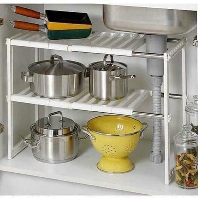 KỆ GẦM BẾP 2 TẦNG- ĐỂ CHÉN,ĐĨA, NỒI, XOONG, ...