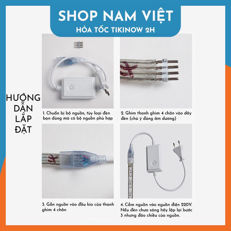 Dây Led 5050 RGB 220V Kèm Nguồn + Remote - Trang Trí Ngoài Trời