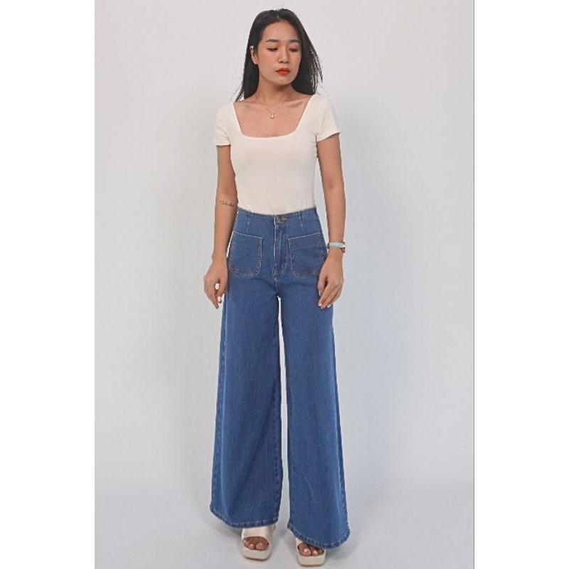 Quần Jean cạp cao ống suông SJP02, chất vải cotton đẹp, phong cách lịch sự - trẻ trung_ thương hiệu Samma Jeans.
