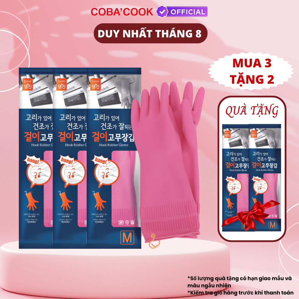 Mua 3 Tặng 2 Bộ 3 Đôi Găng Tay Cao Su Có Móc Treo Size M 37cm