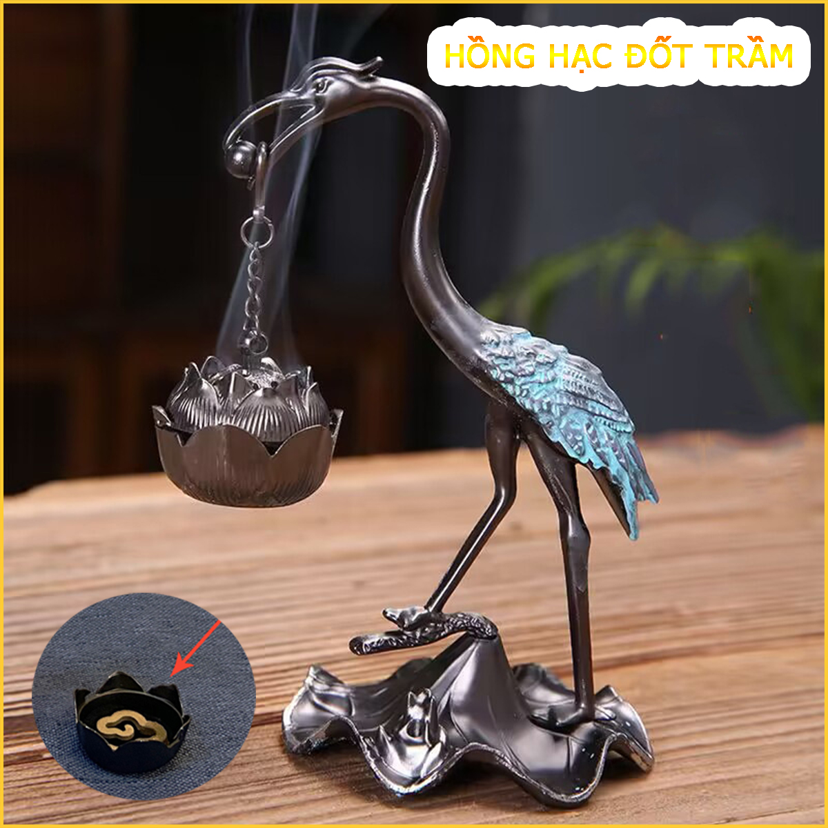 Dụng Cụ Đựng, Đốt Trầm Hương Hình Hồng Hạc Cực Đẹp