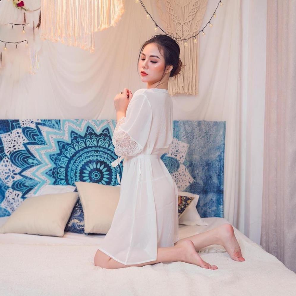 Váy ngủ xuyên thấu gợi cảm kiểu áo choàng kimono hàng nhập cao cấp Ly Ly Shop *