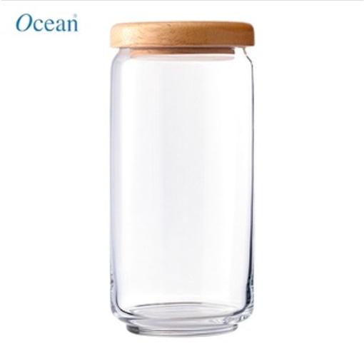 Bộ 3 hũ thủy tinh Ocean Pop Jar 1000ml nắp gỗ