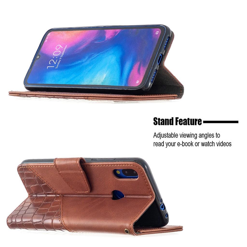 Bao da điện thoại vân cá sấu có nắp lật từ tính dạng ví cho Xiaomi Redmi 9/8 /8A /7/7A /Note 7 /Note 7 Pro /Note 7S