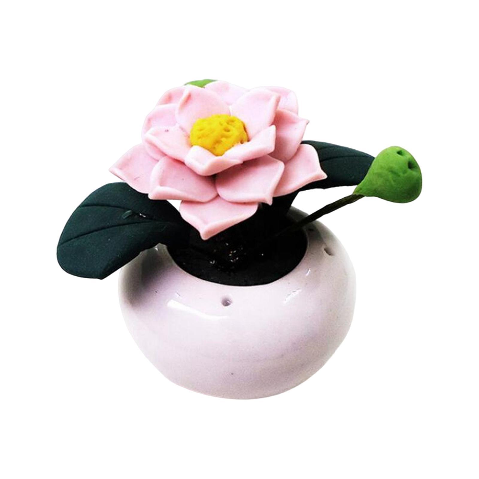 Mini Ceramic Vase Lotus Ornament Micro Landscape Furniture Life Scene 1/12