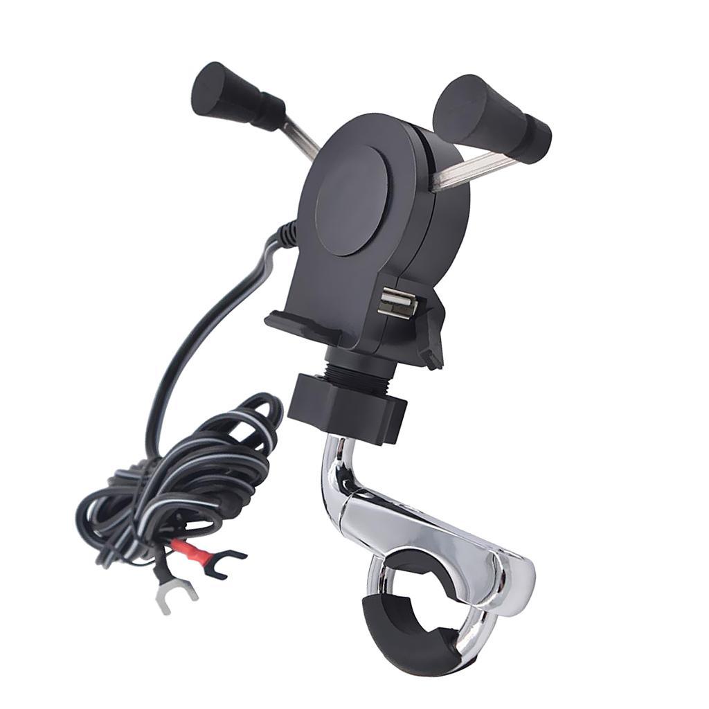 Universal Motorcycle Black ABS 360°Rotation Cell Phone Handlebar Mount Holder Bracket