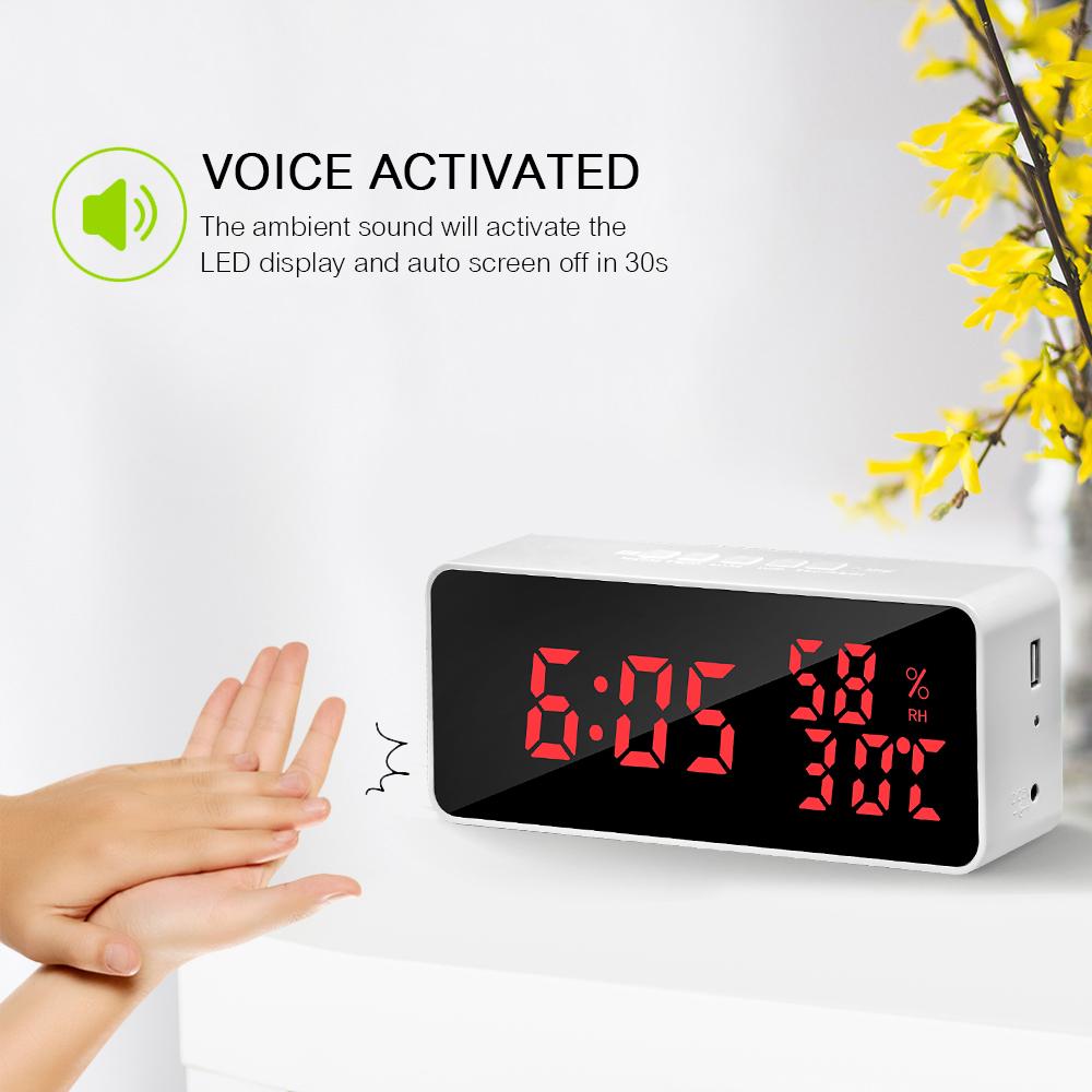Đồng hồ để bàn kỹ thuật số thông minh với tính năng ghi âm kích hoạt chức năng đếm ngược điều khiển bằng giọng nói