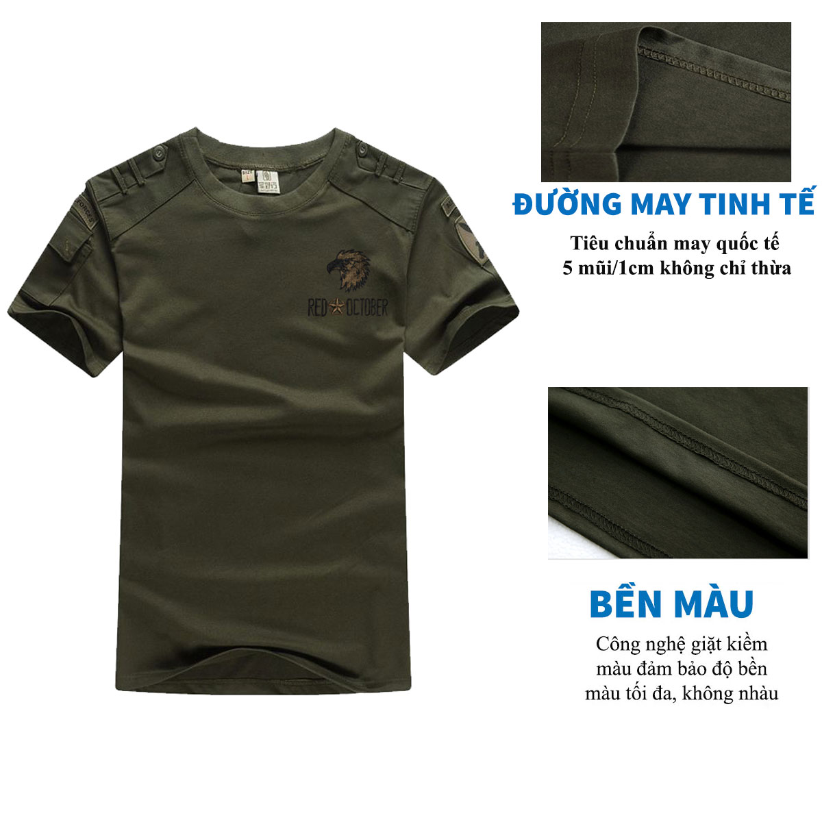 Áo Phông Nam Lính Mỹ , Chất Liệu Mềm Mại, Thoáng Mát, Chống Nhăn, Phom Dáng Xuông Trẻ Trung, Năng Động -HÀNG CHÍNH HÃNG