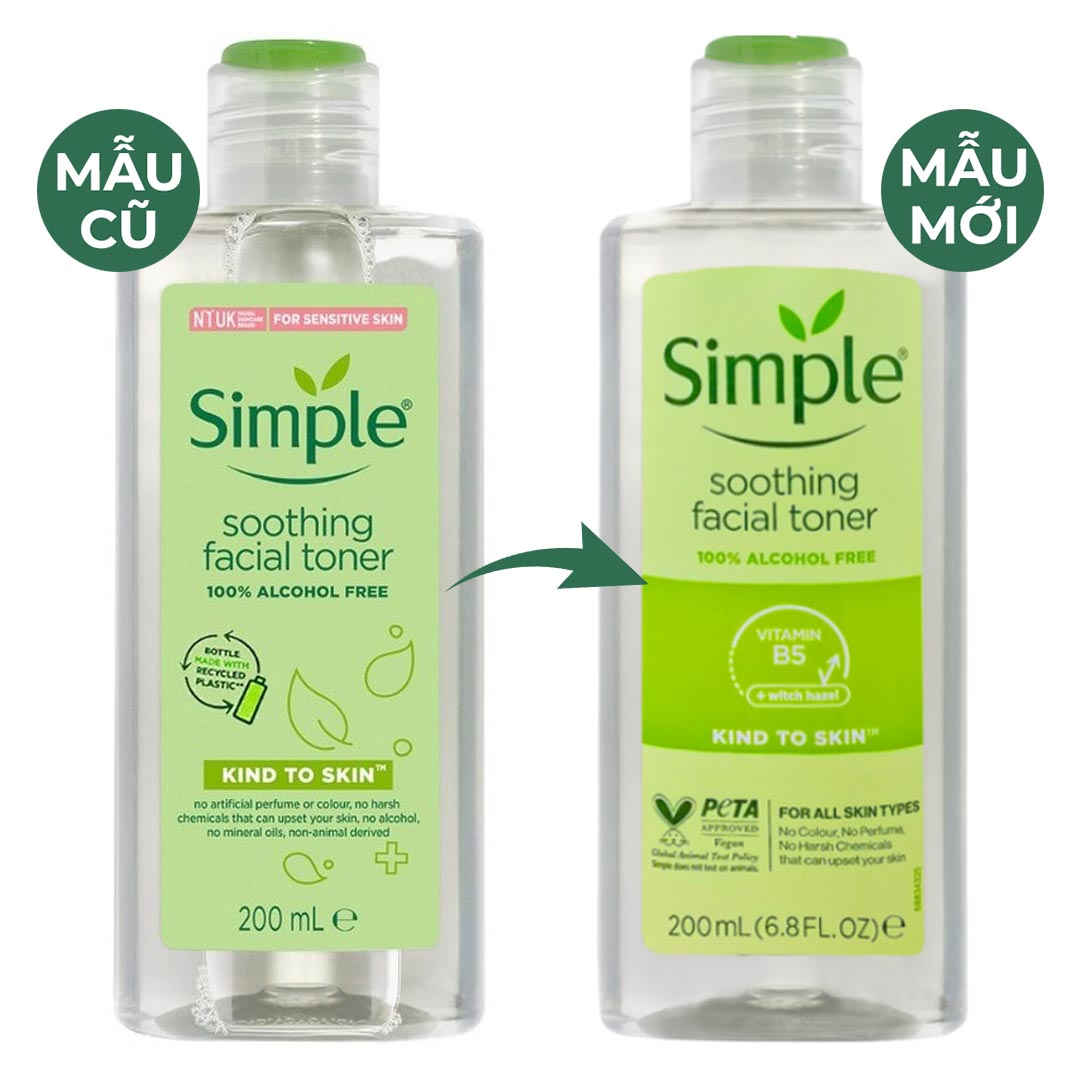 Nước Hoa Hồng Cân Bằng, Làm Dịu Da Simple Kind To Skin Soothing Facial Toner 200ml